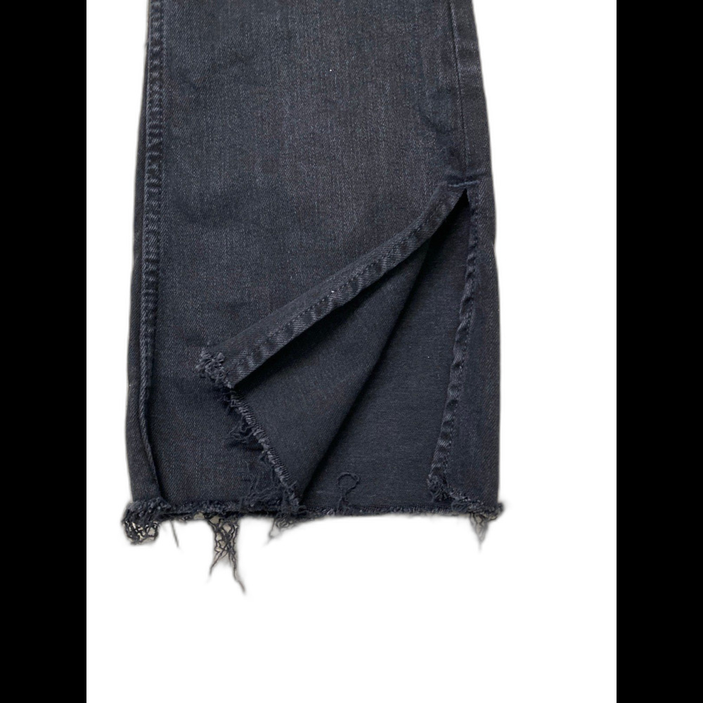 Free People We The Free High-Rise Utility Flare Side Slit Raw Hem Black 28 - Picture 5 of 10